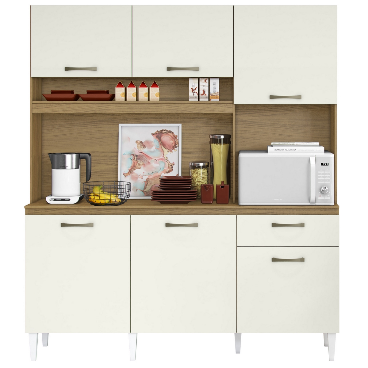 Kit Cozinha Siena Larg. 1.60m Atacama/Off White – ARAMÓVEIS - Imagem 4