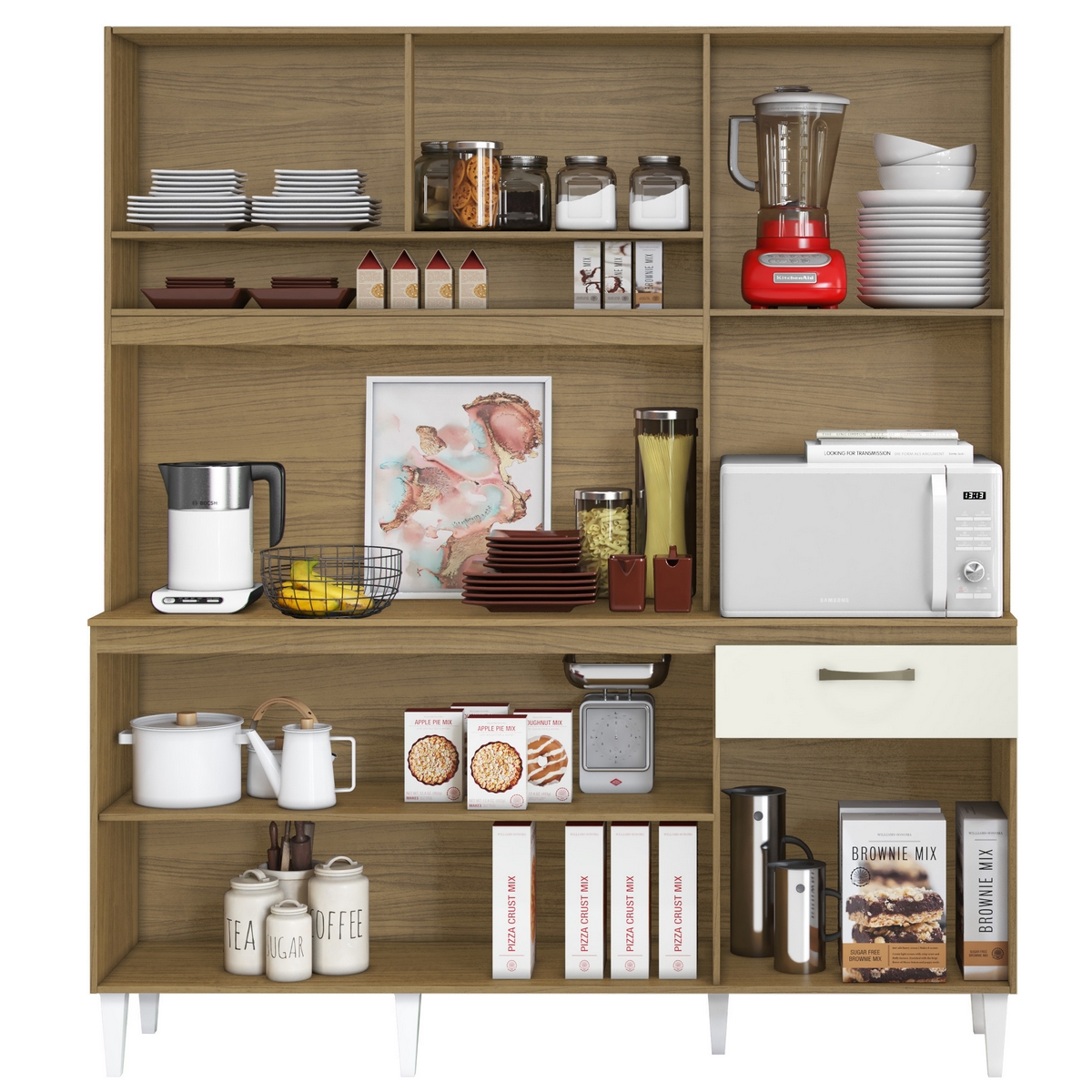 Kit Cozinha Siena Larg. 1.60m Atacama/Off White – ARAMÓVEIS - Imagem 2