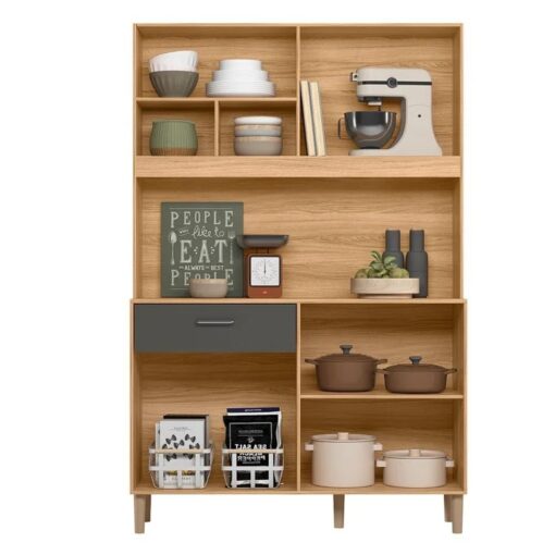 Alternative view of Kit Cozinha Erva Doce Larg. 1.20m Freijó/Chumbo – NICIOLI