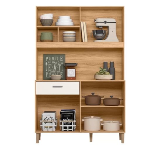 Alternative view of Kit Cozinha Erva Doce Larg. 1.20m Freijó/Off White Cristal – NICIOLI