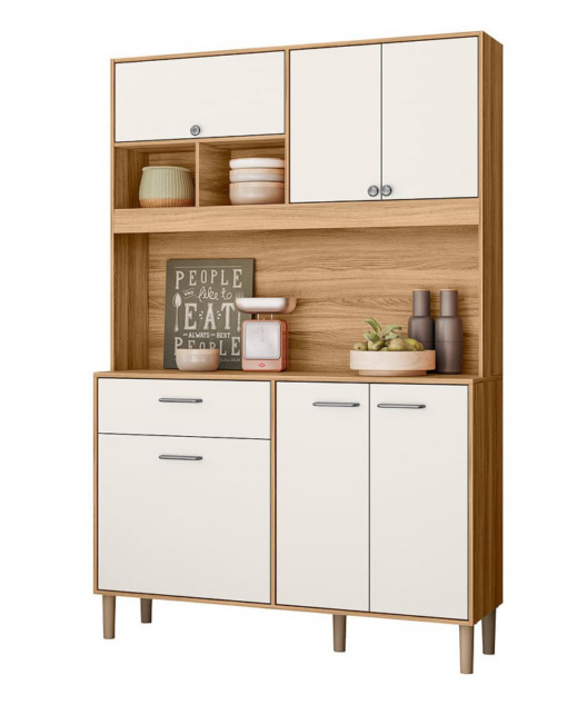 Kit Cozinha Erva Doce Larg. 1.20m Freijó/Off White Cristal – NICIOLI - Imagem 5