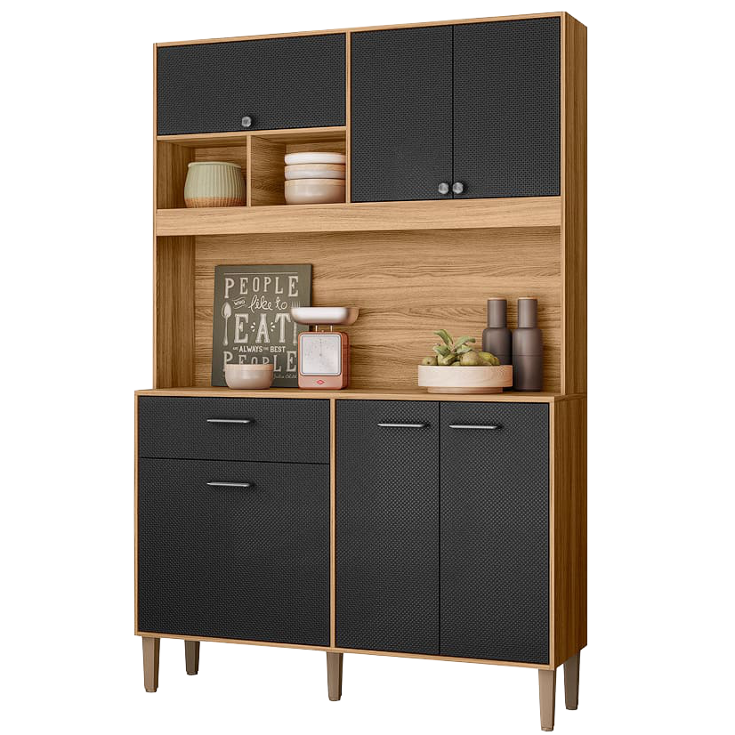 Kit Cozinha Erva Doce Larg. 1.20m Freijó/Preto Esfera – NICIOLI - Imagem 3