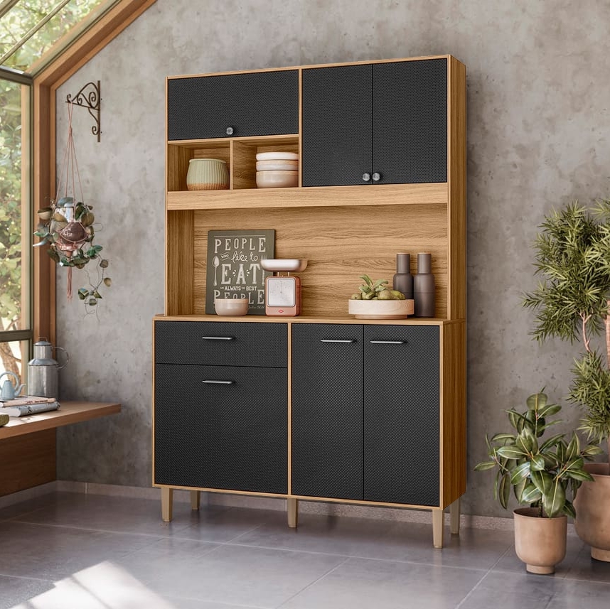 Kit Cozinha Erva Doce Larg. 1.20m Freijó/Preto Esfera – NICIOLI