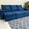Sofá Retrátil Reclinável Atenas 2.70m – Azul Veludo
