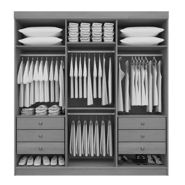 Alternative view of Roupeiro Colibri 6 Portas 6 Gavetas larg. 2.05m Cinamomo/Off D'Doro