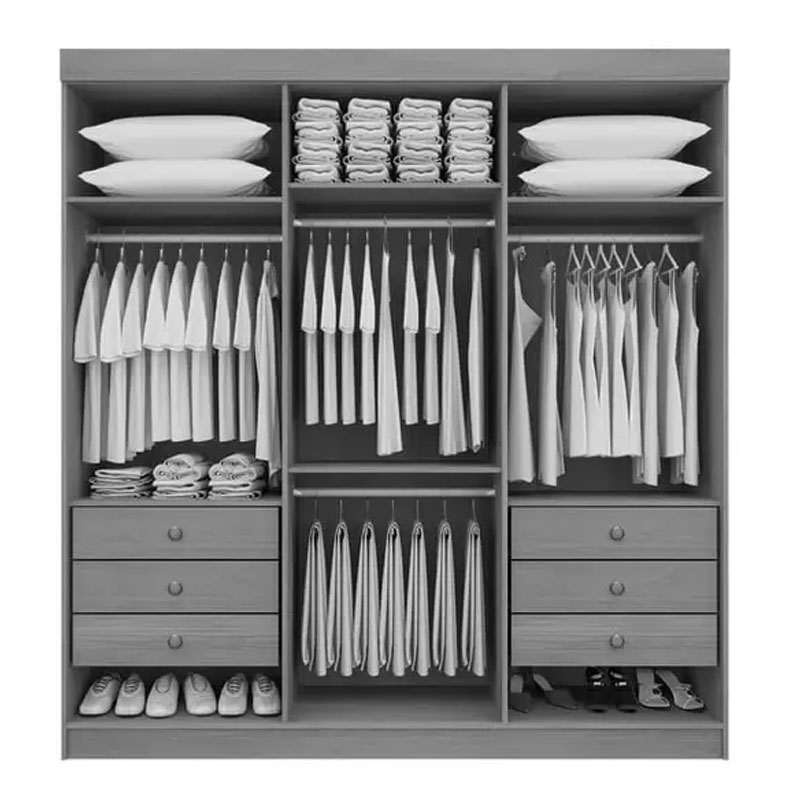 Roupeiro Colibri 6 Portas 6 Gavetas larg. 2.05m Cinamomo/Off D'Doro - Imagem 2