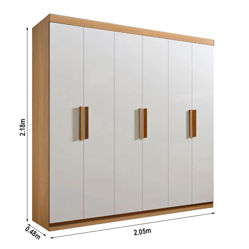 Roupeiro Colibri 6 Portas 6 Gavetas larg. 2.05m Cinamomo/Off D'Doro - Imagem 3