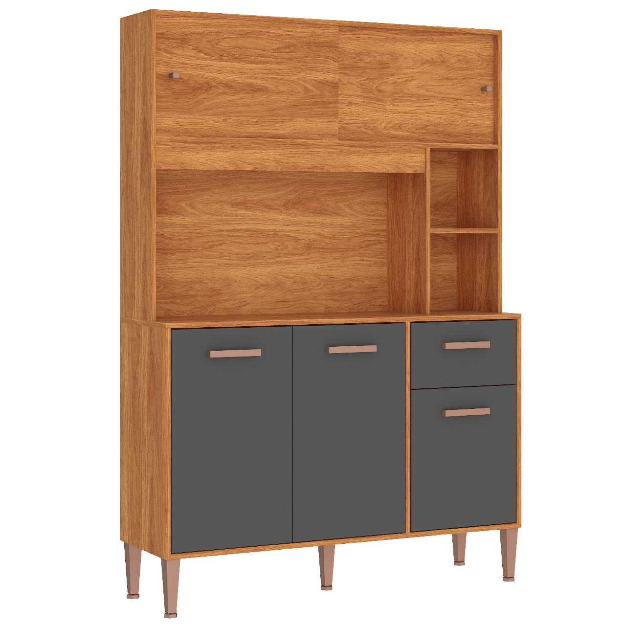 Kit Cozinha Pérola C212 1,20 m Cinamono/Grafite – FELLICCI - Imagem 4