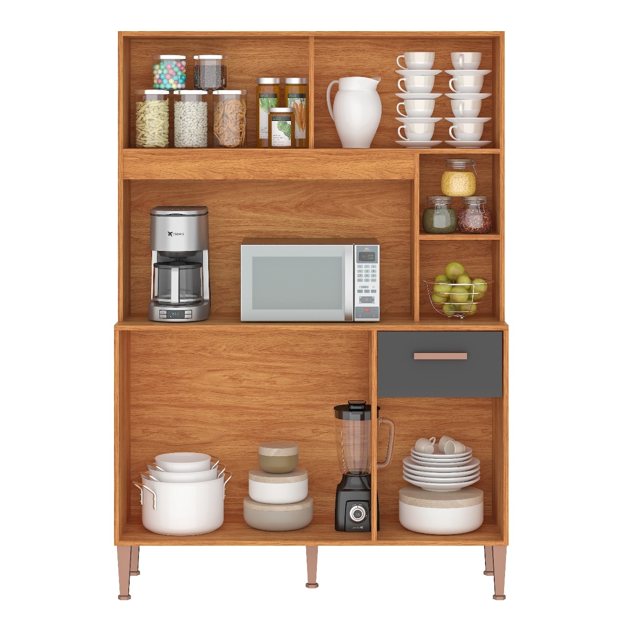 Kit Cozinha Pérola C212 1,20 m Cinamono/Grafite – FELLICCI - Imagem 3