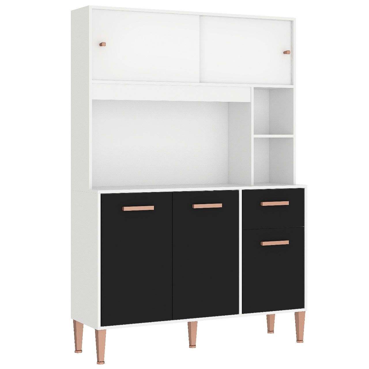 Kit Cozinha Pérola C212 1,20 m Branco/Preto – FELLICCI - Imagem 4