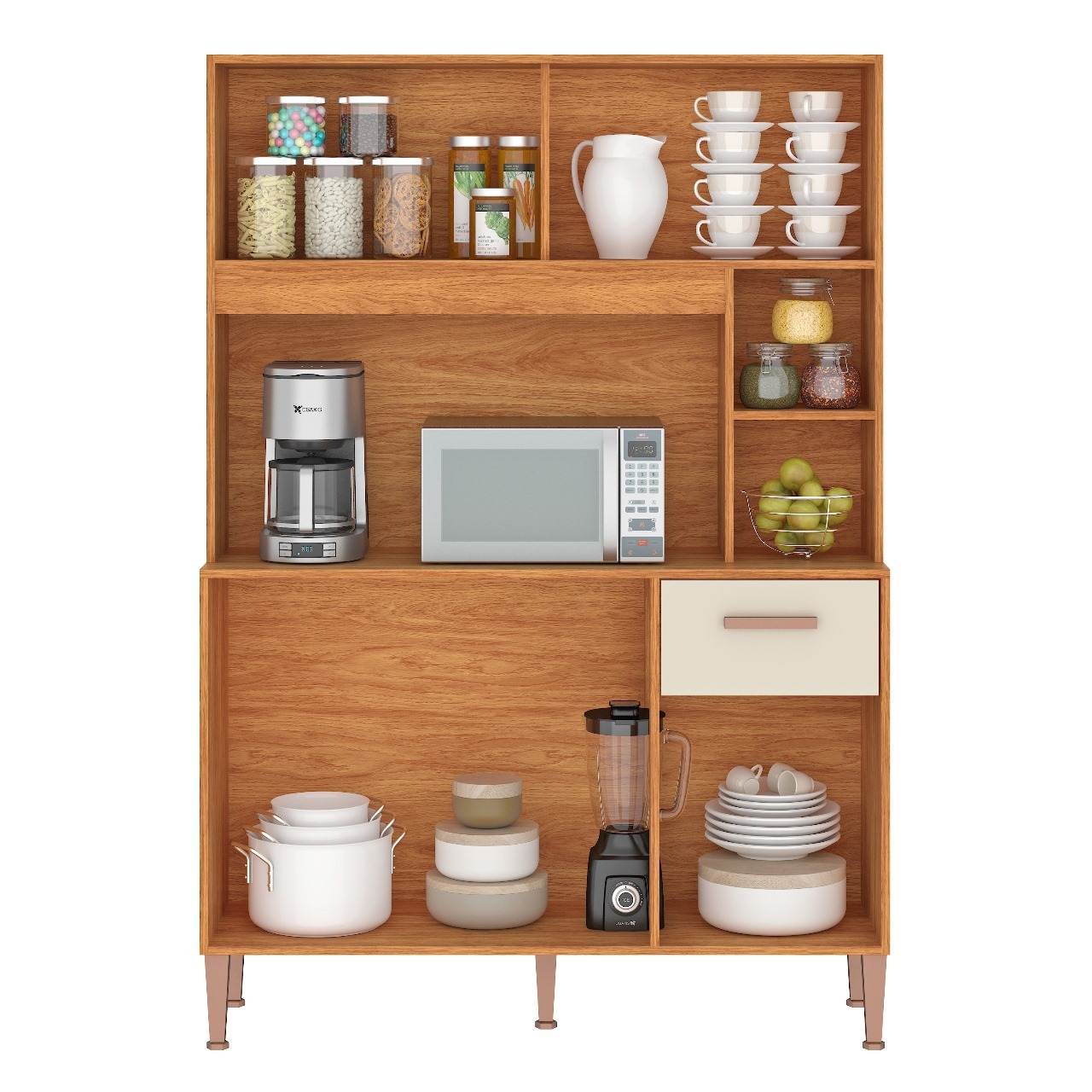 Kit Cozinha Pérola C212 1,20 m Cinamono/Off White – FELLICCI - Imagem 3