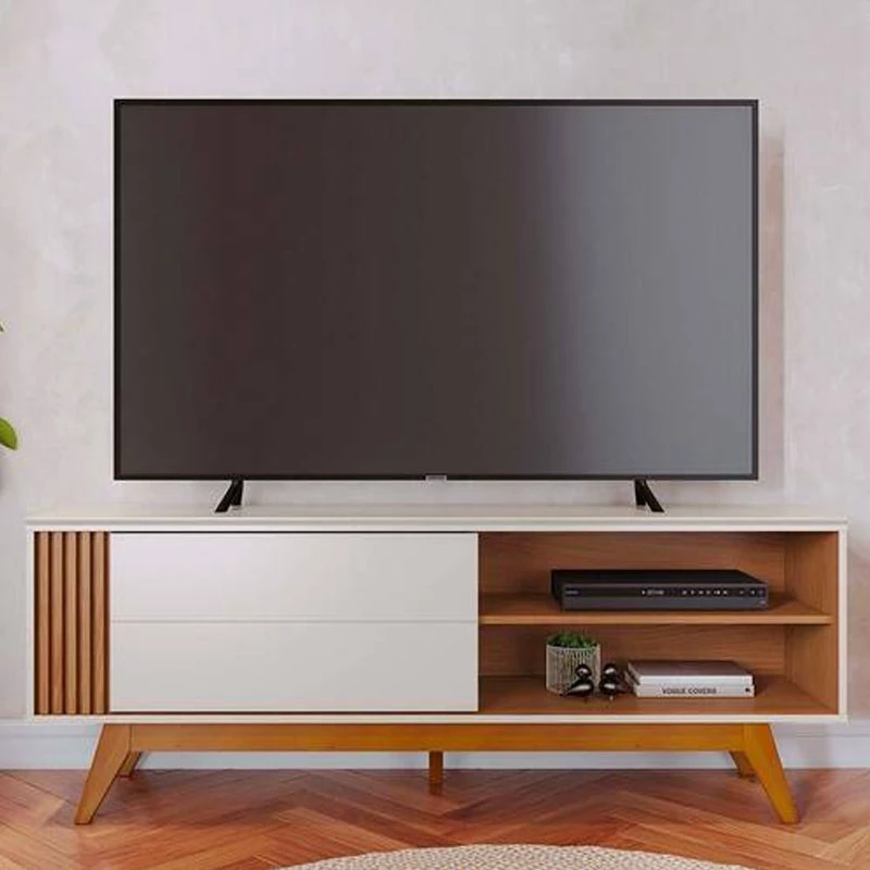 Rack Bancada Otawa Off/Freijó Para TV até 65 Polegadas Larg. 1.60m - Colibri