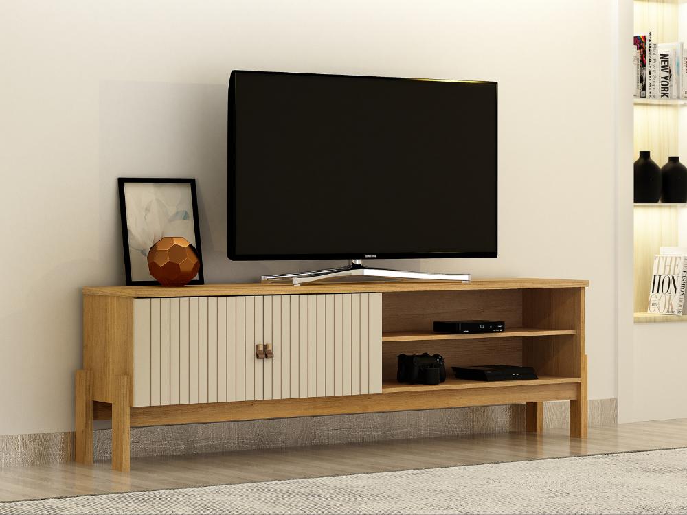 Rack Ouro Preto Larg. 1.64m para TV's até 65″ Cinamomo/Off white