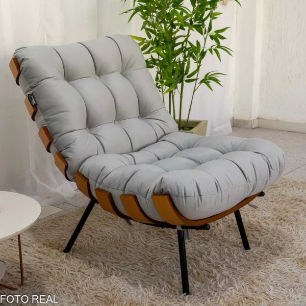 Alternative view of Poltrona C/Puff Florença Veludo Prata 823