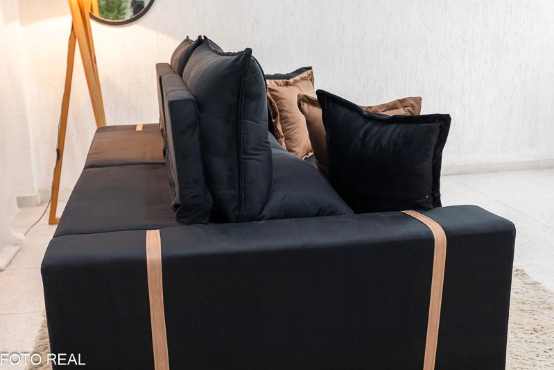 Sofá Retrátil Reclinável Gran Bello 2.00m Veludo Preto - Molas Ensacadas - Imagem 6
