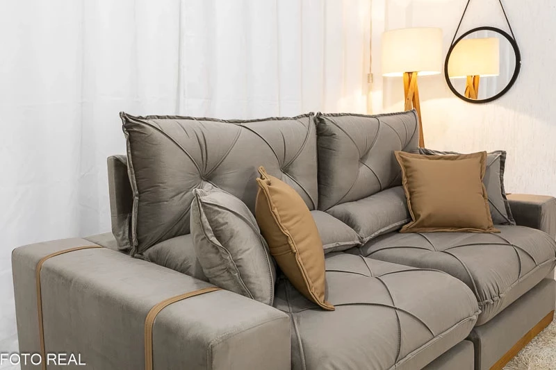 Sofá Retrátil Reclinável Gran Bello 2.00m Veludo Capuccino 02 - Molas Ensacadas - Imagem 7