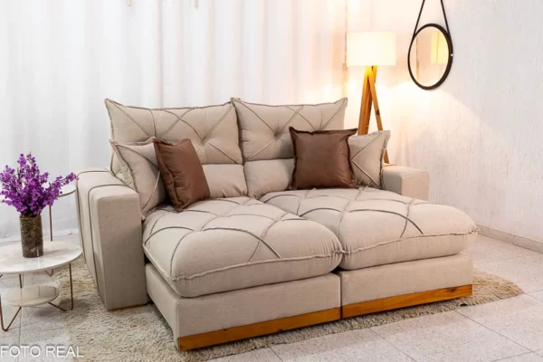 Alternative view of Sofá Retrátil Reclinável Gran Bello 2.00m Linho Bege - Molas Ensacadas