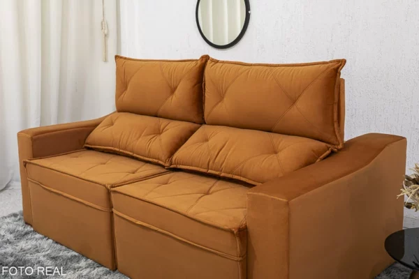 Alternative view of Sofá Retrátil Reclinável Moscou 2.00m Veludo Terracota A62