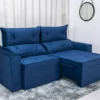 Sofá Retrátil Reclinável Moscou 2.00m Veludo Azul A16