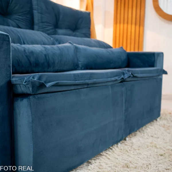 Alternative view of Sofá Retrátil Reclinável Bia 1.95m Veludo Azul - D28