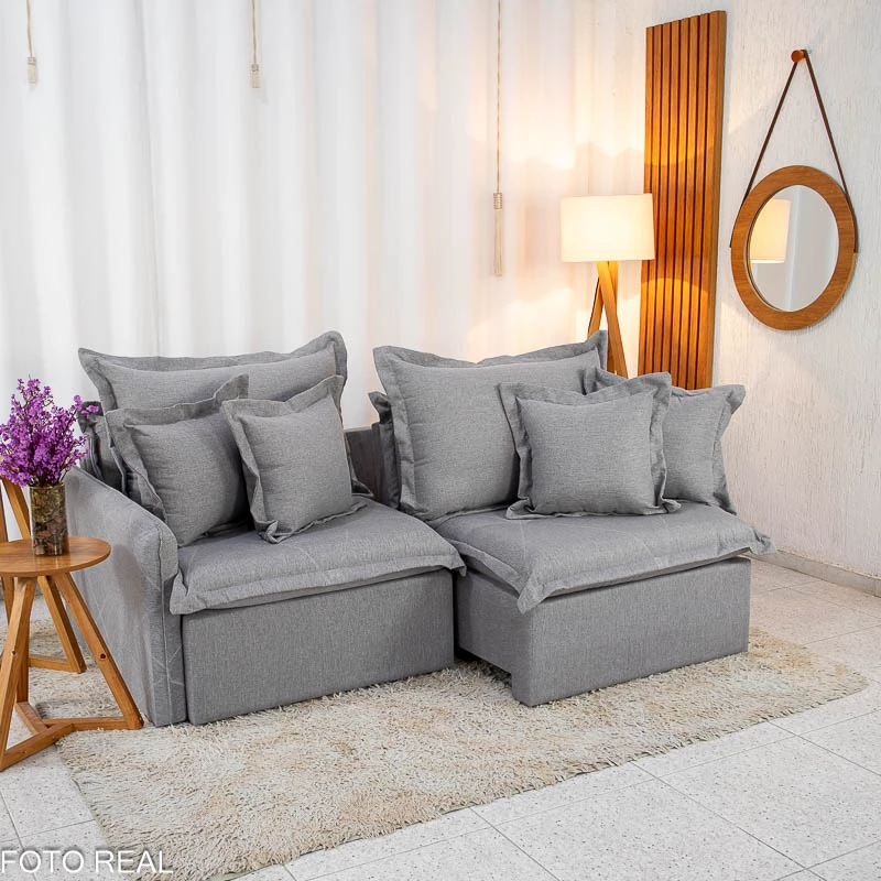 Sofá Retrátil Reclinável Lima 2.00m Linho Cinza A59 - Sem Caixa - Imagem 3