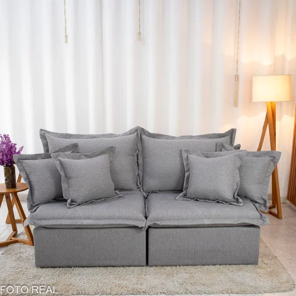 Alternative view of Sofá Retrátil Reclinável Lima 2.00m Linho Cinza A59 - Sem Caixa