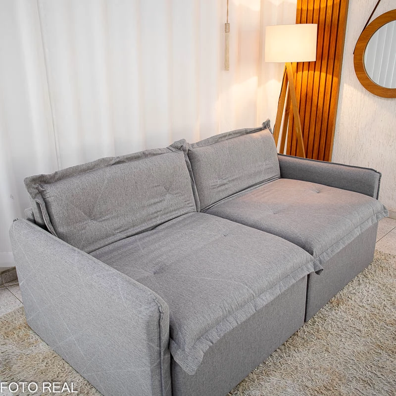 Sofá Retrátil Reclinável Lima 2.00m Linho Cinza A59 - Sem Caixa - Imagem 4