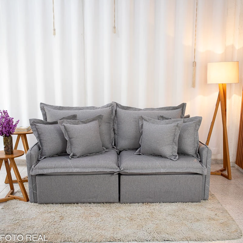 Sofá Retrátil Reclinável Lima 2.00m Linho Cinza A59 - Sem Caixa - Imagem 7