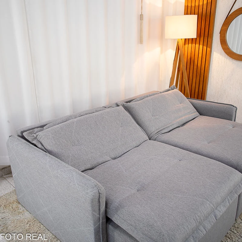 Sofá Retrátil Reclinável Lima 2.00m Linho Cinza A59 - Sem Caixa - Imagem 9