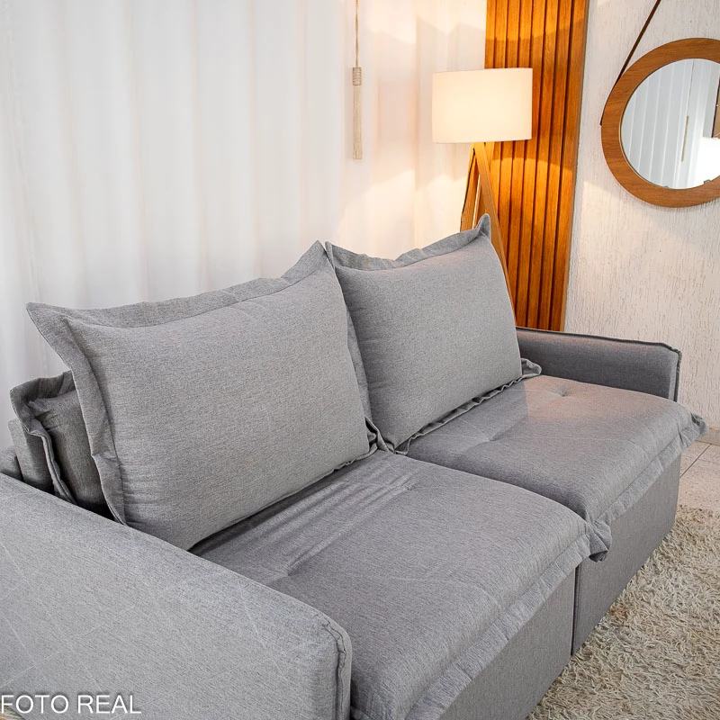 Sofá Retrátil Reclinável Lima 2.00m Linho Cinza A59 - Sem Caixa - Imagem 8