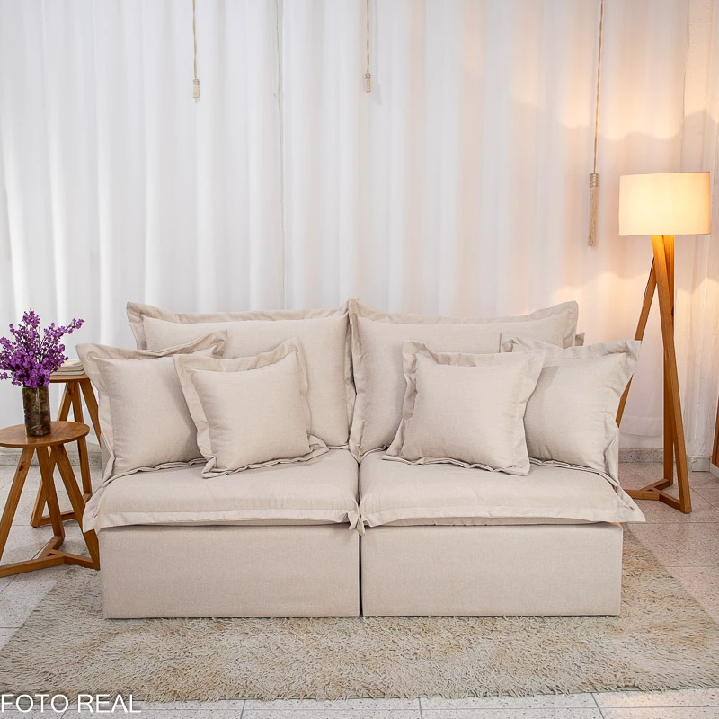 Sofá Retrátil Reclinável Lima 2.00m Linho Bege A57 - Sem Caixa - Imagem 2