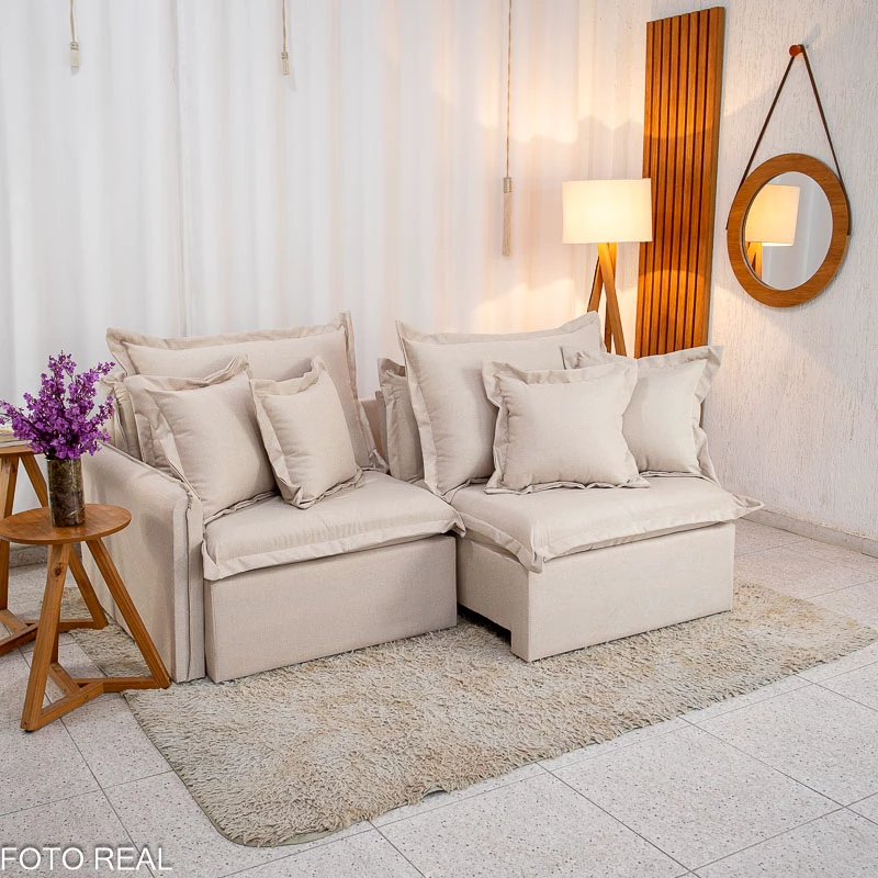 Sofá Retrátil Reclinável Lima 2.00m Linho Bege A57 - Sem Caixa - Imagem 6