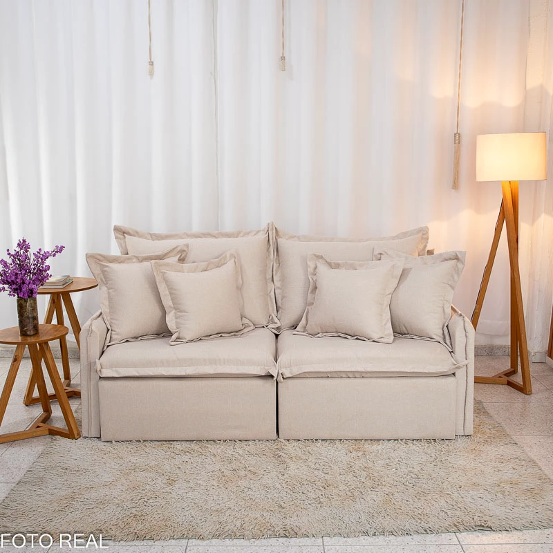 Sofá Retrátil Reclinável Lima 2.00m Linho Bege A57 - Sem Caixa - Imagem 3