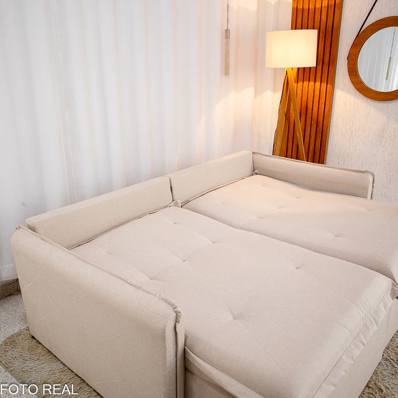 Sofá Retrátil Reclinável Lima 2.00m Linho Bege A57 - Sem Caixa - Imagem 9