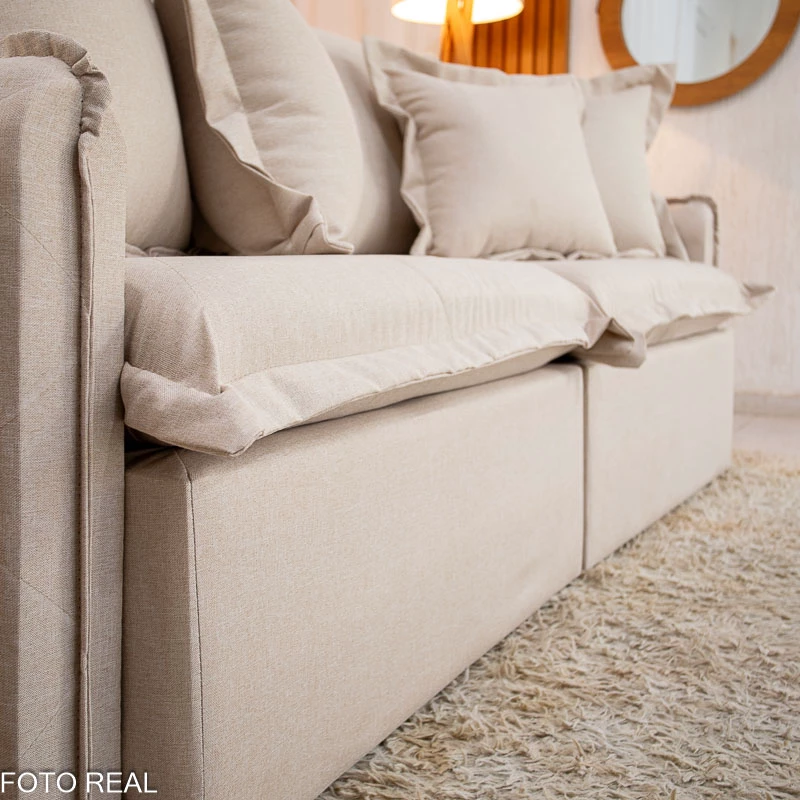 Sofá Retrátil Reclinável Lima 2.00m Linho Bege A57 - Sem Caixa - Imagem 7