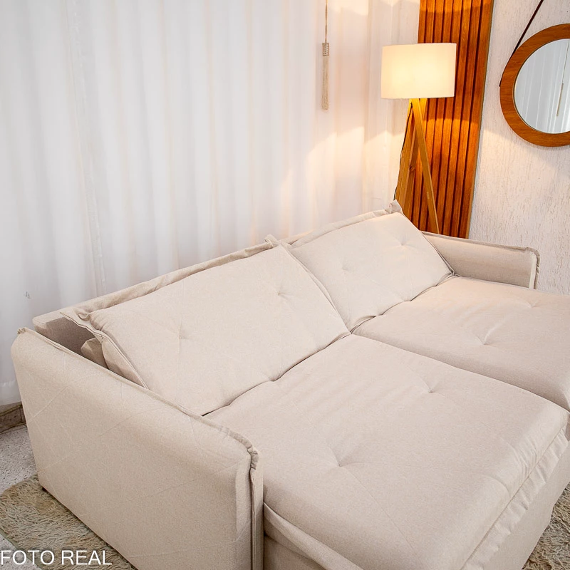 Sofá Retrátil Reclinável Lima 2.00m Linho Bege A57 - Sem Caixa - Imagem 10