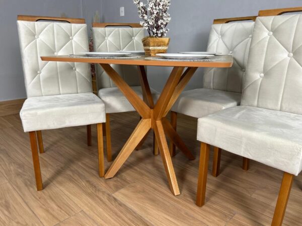Alternative view of Mesa de Jantar Simpatia 0.90×0.90 Quadrada Com 4 cadeiras Jasmim – Cinamomo/Bege