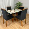 Mesa de Jantar Bali 1.20×0.80 Com 4 Cadeiras Isa – Cinamomo/Off White/Preta