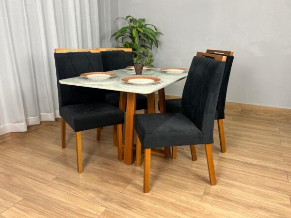 Alternative view of Mesa de Jantar Bali 1.20×0.80 Com 4 Cadeiras Isa – Cinamomo/Off White/Preta