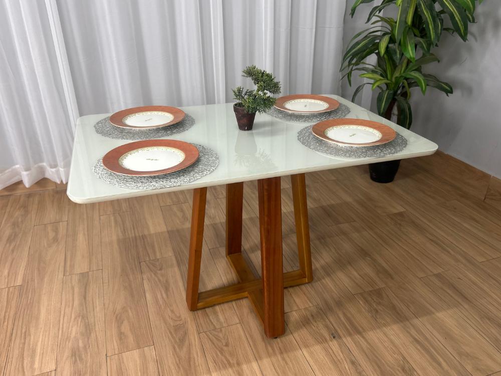 Mesa de Jantar Bali 1.20×0.80 Com 4 Cadeiras Isa – Cinamomo/Off White/Bege Veludo - Imagem 3