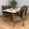 Mesa de Jantar Bali 1.20×0.80 Com 4 Cadeiras Isa – Cinamomo/Off White/Marrom Veludo