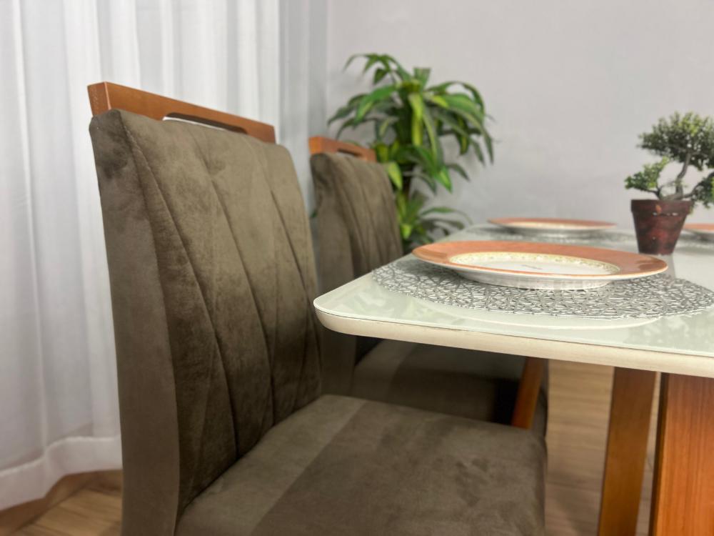 Mesa de Jantar Bali 1.20×0.80 Com 4 Cadeiras Isa – Cinamomo/Off White/Marrom Veludo - Imagem 3