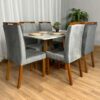 Mesa de Jantar Bali 1.60×0.80 Com 6 Cadeiras Isa – Cinamomo/Off White/Cinza