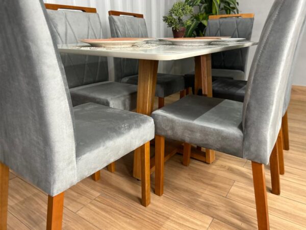 Alternative view of Mesa de Jantar Bali 1.60×0.80 Com 6 Cadeiras Isa – Cinamomo/Off White/Cinza