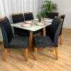 Mesa de Jantar Bali 1.60×0.80 Com 6 Cadeiras Isa – Cinamomo/Off White/Preto Veludo