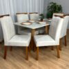 Mesa de Jantar Bali 1.60×0.80 Com 6 Cadeiras Isa – Cinamomo/Off White/Bege Veludo