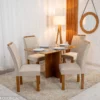 Mesa de Jantar Salina Tampo Londres Cinamomo 120x80 4 Cadeiras Parati Veludo Bege 169 - Cel Móveis