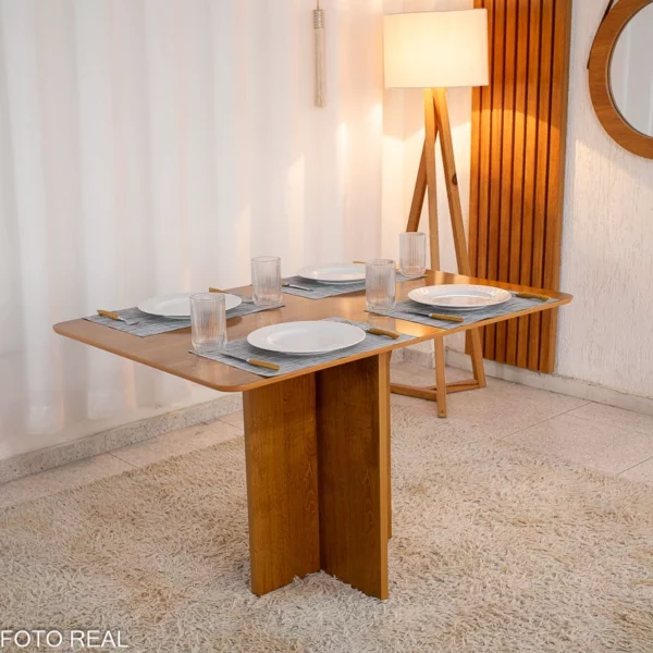 Alternative view of Mesa de Jantar Salina Tampo Londres Cinamomo 120x80 4 Cadeiras Parati Veludo Bege 169 - Cel Móveis