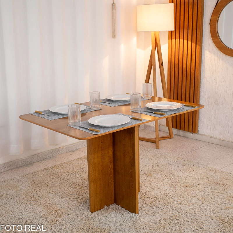 Mesa de Jantar Salina Tampo Londres Cinamomo 120x80 4 Cadeiras Parati Veludo Bege 169 - Cel Móveis - Imagem 2