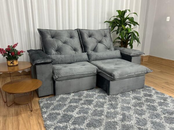 Sofá Retrátil Reclinável Porto Madeiro 2.00m- Cinza Veludo